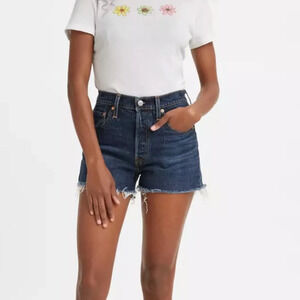 Levi's 501® Original Fit High-Rise Button Fly Jean Shorts Dark Wash Size 32 EUC